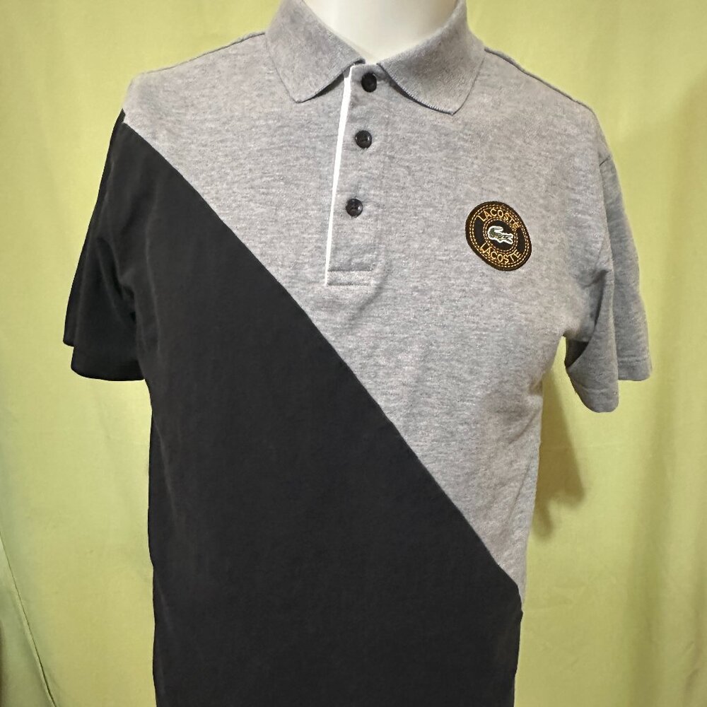 Lacoste Men's Gray Black 3 Button Polo Shirt Size 6
